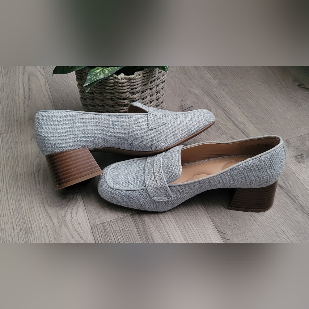 Kelly & Katie Payln Linen/Cloth Gray Loafers with 2" Heel, Women's US 7.5, EU 38 - Picture 3 of 13